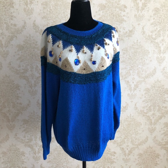Vintage Magnolia beaded sweater - Picture 1 of 9